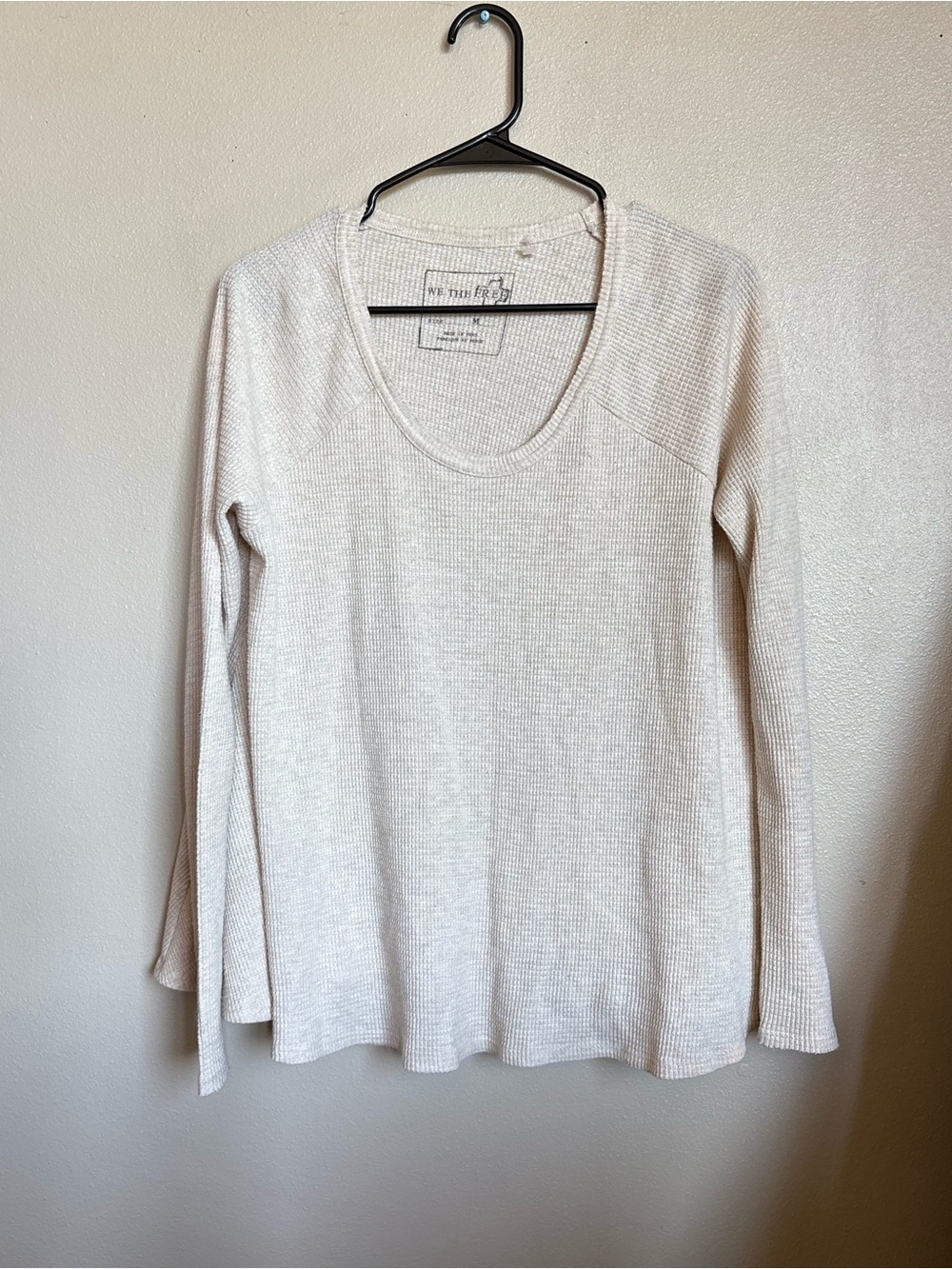 We The Free Cream Waffle Knit Long Sleeve Henley Top M